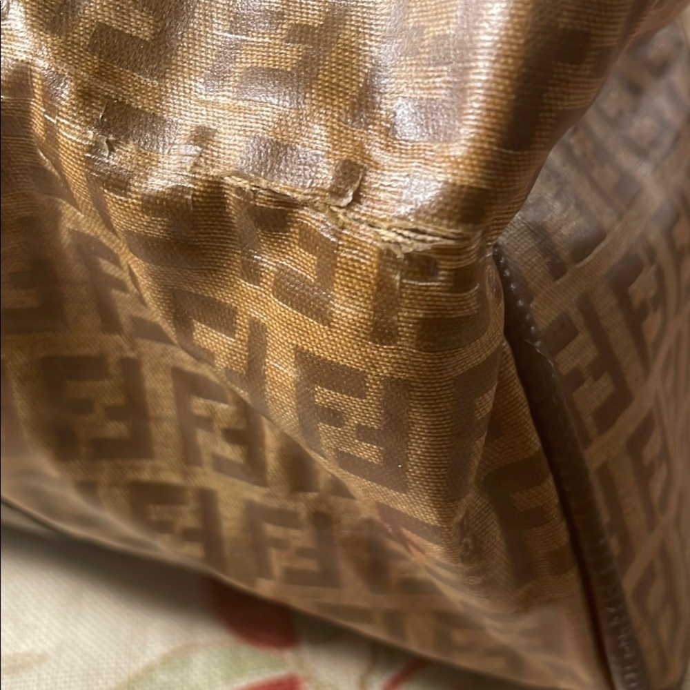 Fendi Zucca 48h Boston Brown Duffel Travel Bag with Monogram Design Unisex As Is - Picture 5 of 13